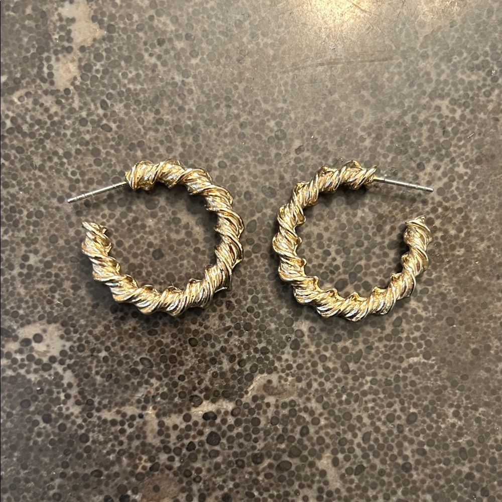 Gold Twisted Hoop Earrings